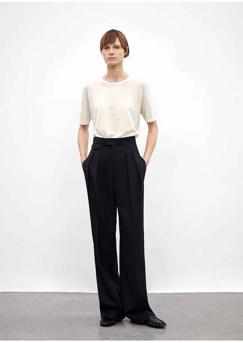 Wool Blend High - Waisted Slimming Suit Pants for Women - variant_title