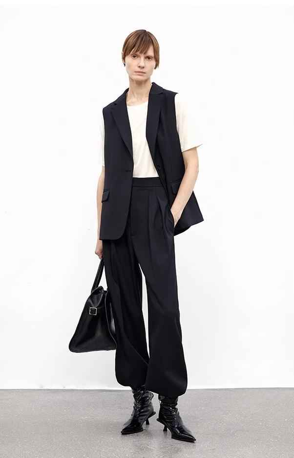 Wool Blend High - Waisted Slimming Suit Pants for Women - variant_title