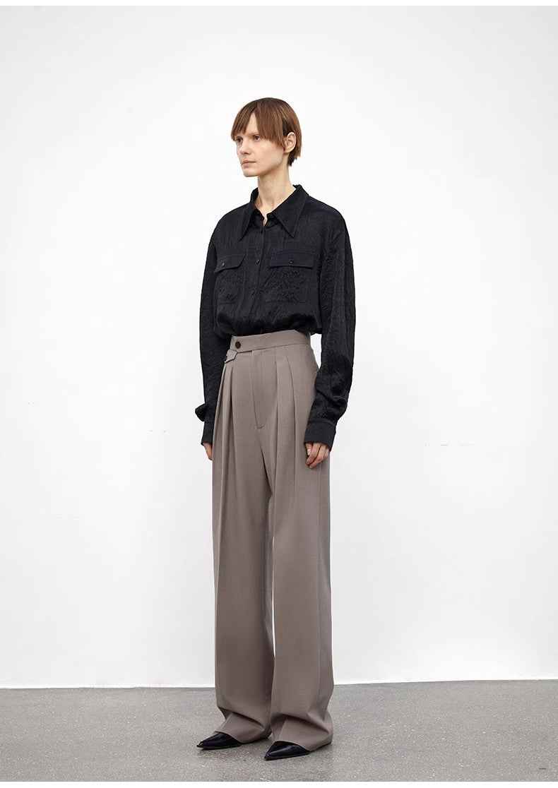 Wool Blend High - Waisted Slimming Suit Pants for Women - variant_title