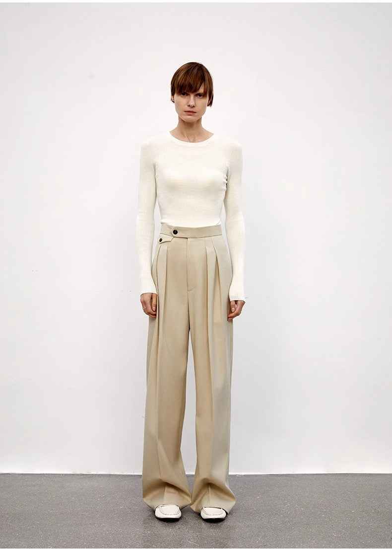 Wool Blend High - Waisted Slimming Suit Pants for Women - variant_title