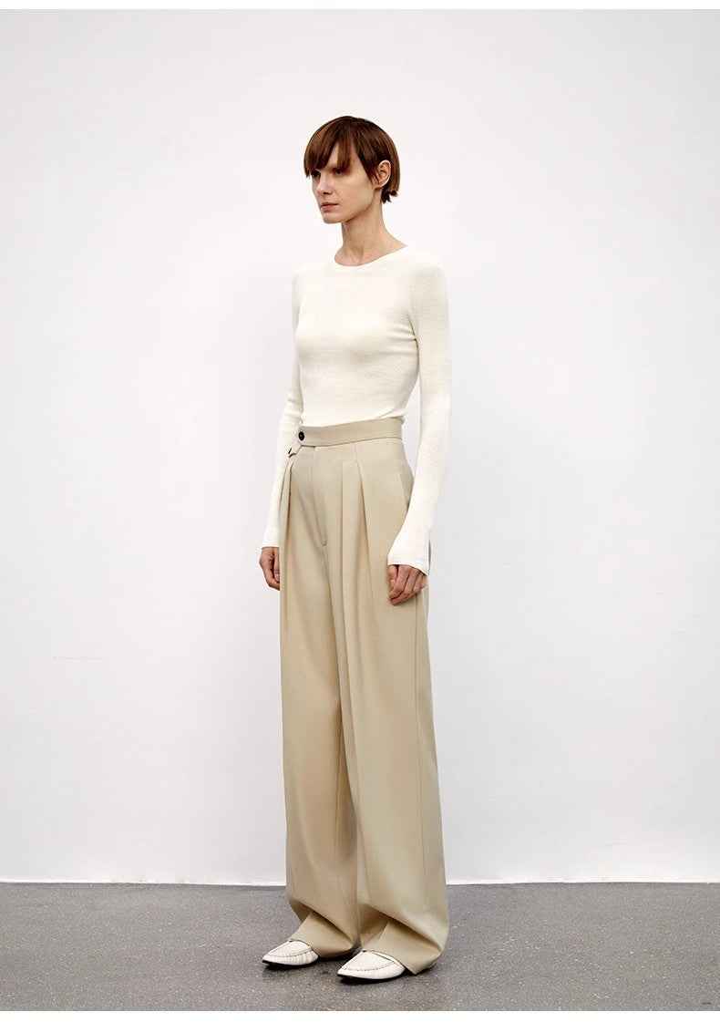 Wool Blend High - Waisted Slimming Suit Pants for Women - variant_title