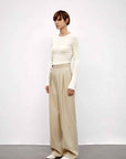 Wool Blend High - Waisted Slimming Suit Pants for Women - variant_title