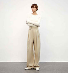 Wool Blend High - Waisted Slimming Suit Pants for Women - variant_title