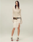 Wool blended texture velvet jacquard oblique shoulder knitted bottoming shirt for women in autumn "Morning Mist White" - variant_title
