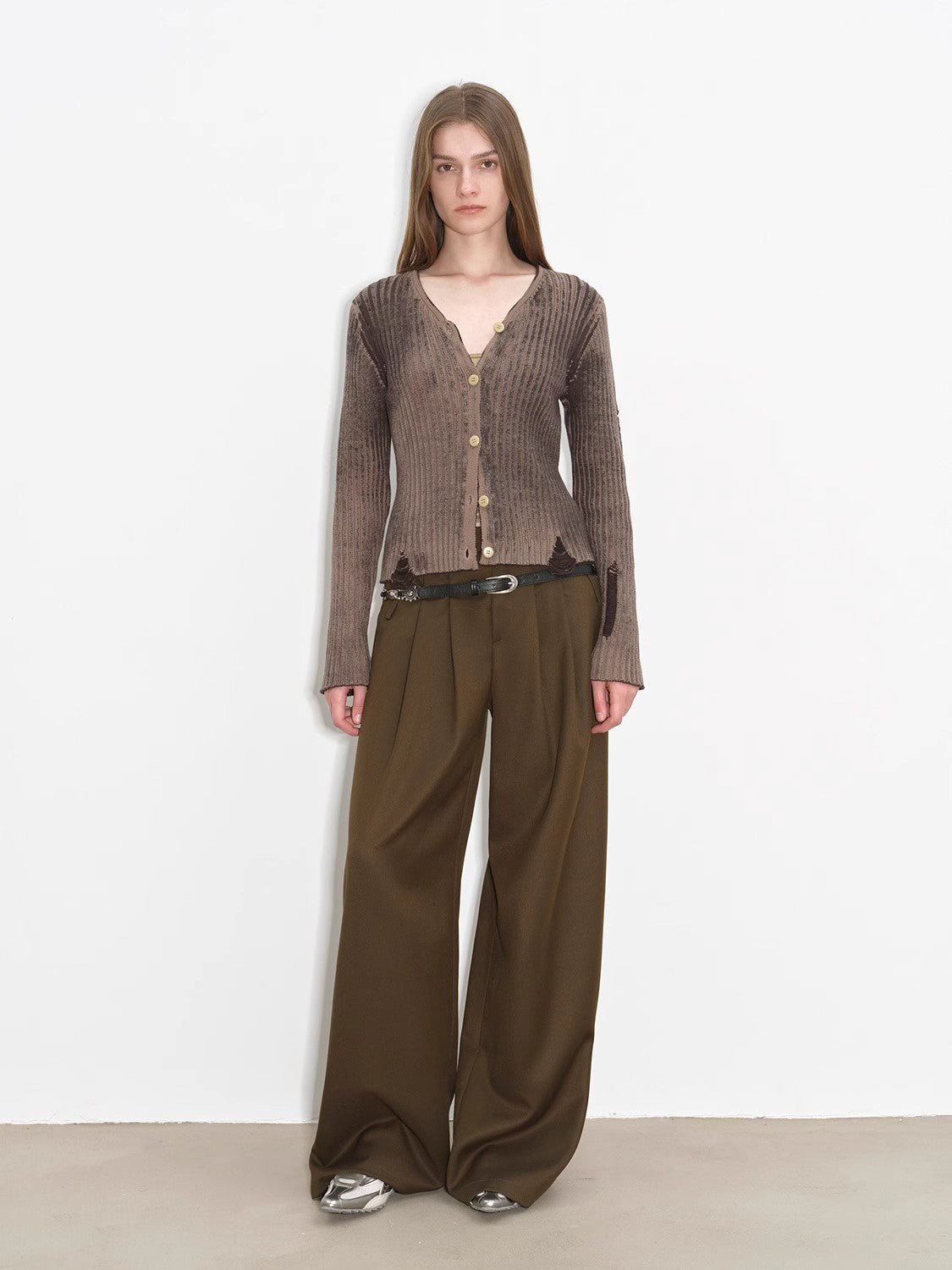 "Workplace Ladies" Fashionable drapey single pleat skinny wide - leg mid - low waist casual pants for women - variant_title