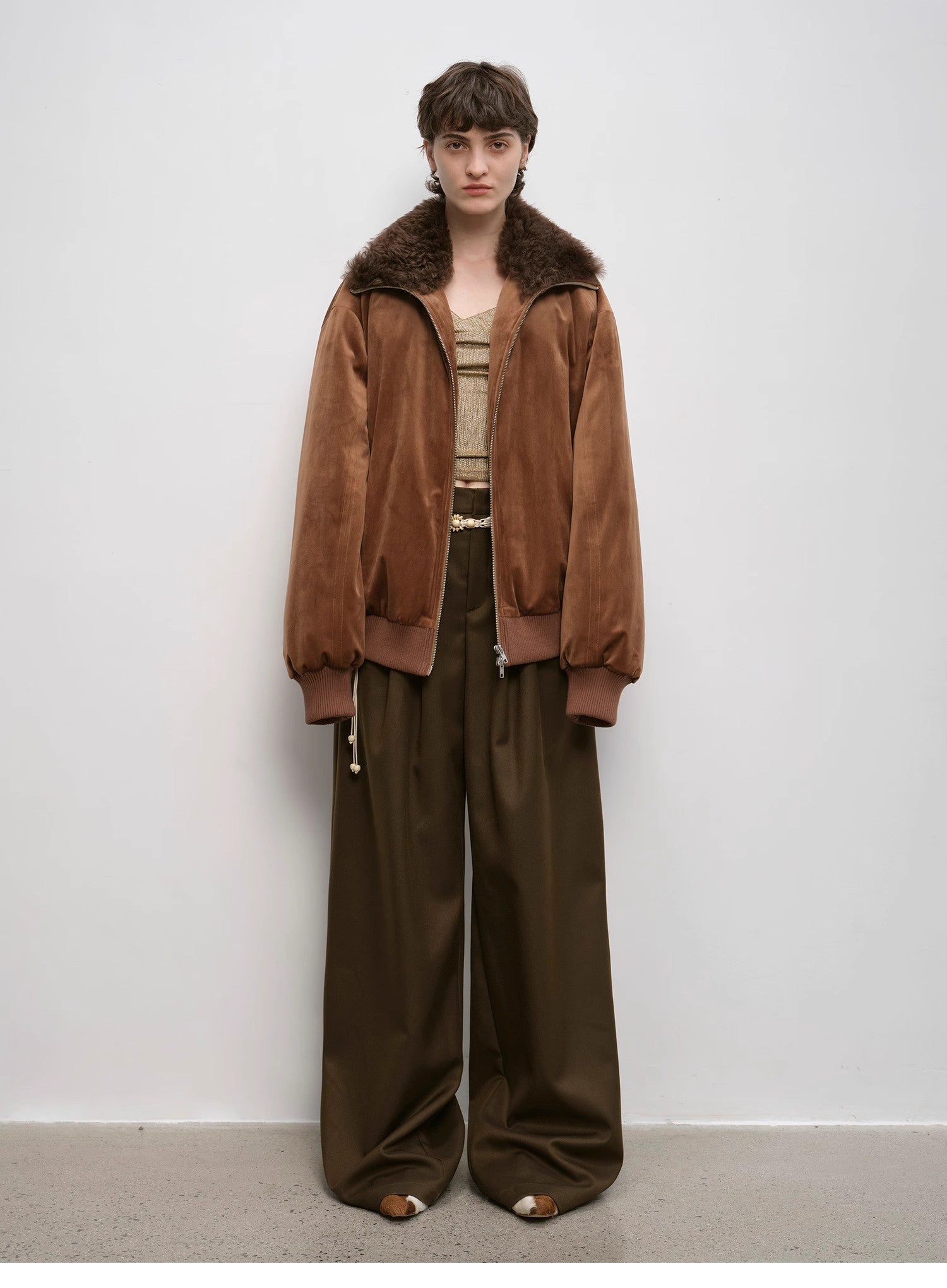 "Workplace Ladies" Fashionable drapey single pleat skinny wide - leg mid - low waist casual pants for women - variant_title