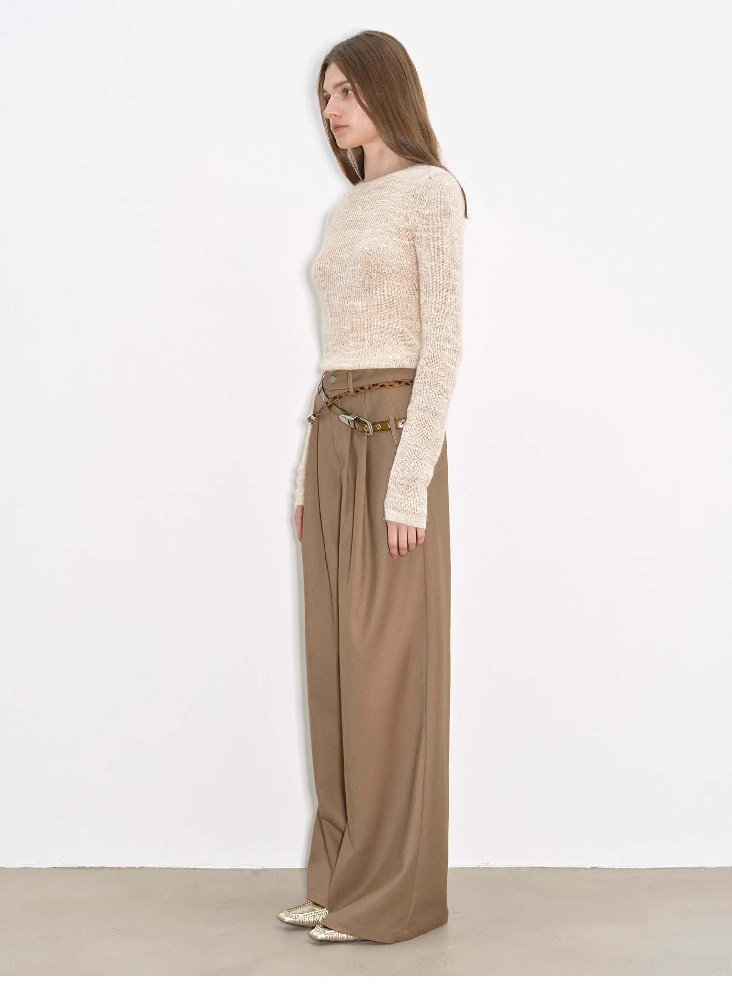 "Workplace Ladies" Fashionable drapey single pleat skinny wide - leg mid - low waist casual pants for women - variant_title