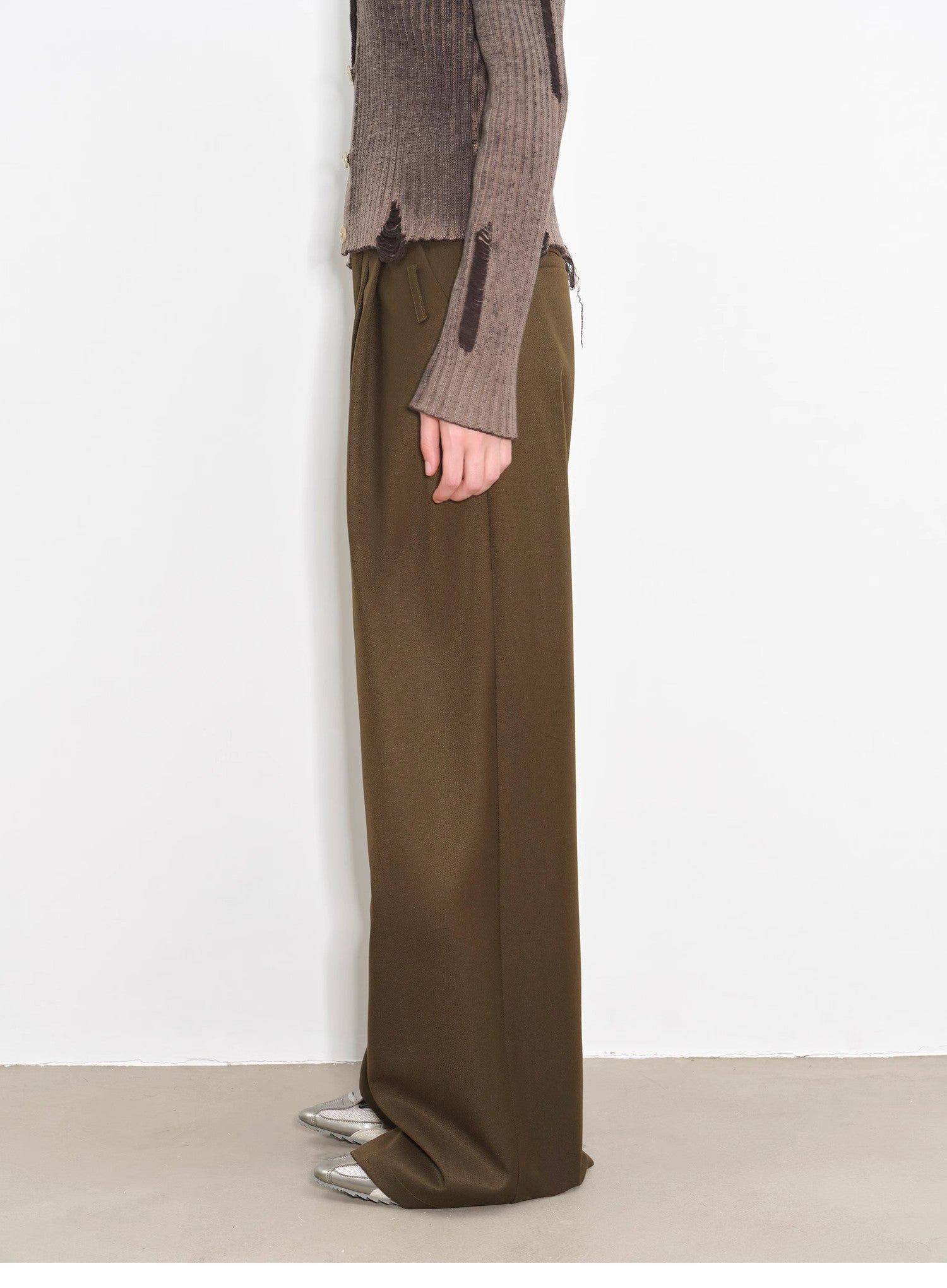 "Workplace Ladies" Fashionable drapey single pleat skinny wide - leg mid - low waist casual pants for women - variant_title