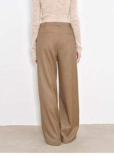 "Workplace Ladies" Fashionable drapey single pleat skinny wide - leg mid - low waist casual pants for women - variant_title