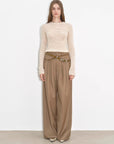 "Workplace Ladies" Fashionable drapey single pleat skinny wide - leg mid - low waist casual pants for women - variant_title