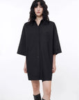 Black paneled pullover shirt front view