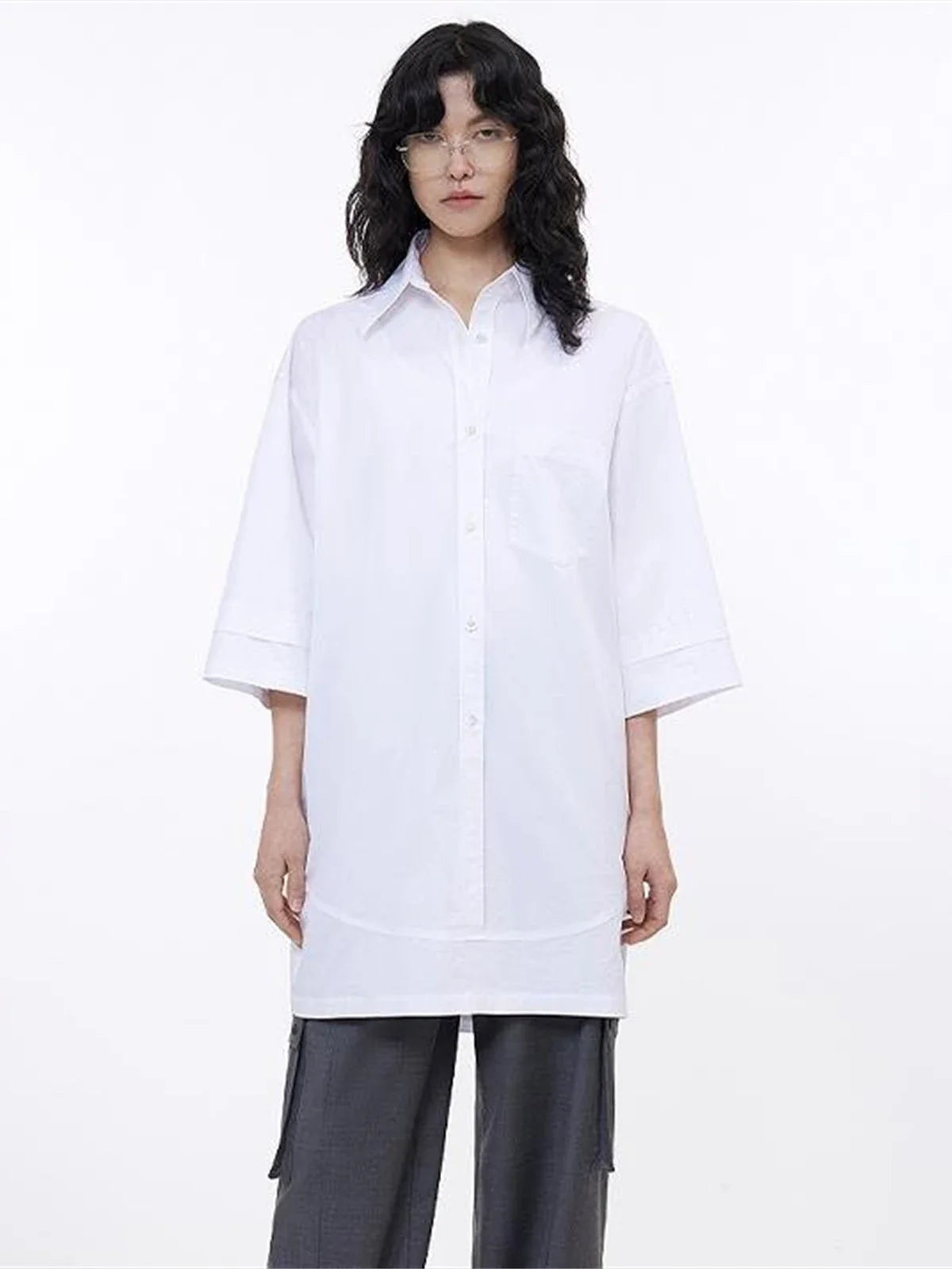 Green rice white paneled pullover shirt front view