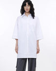 Green rice white paneled pullover shirt front view