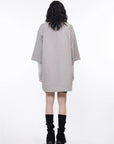 Khaki paneled pullover shirt back view
