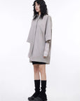 Khaki paneled pullover shirt side view