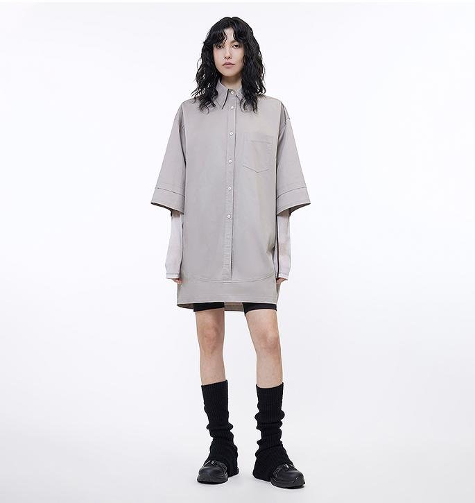 Workplace Siren Style College Style Silhouette Splicing Fashion Design Pullover Shirt - variant_title