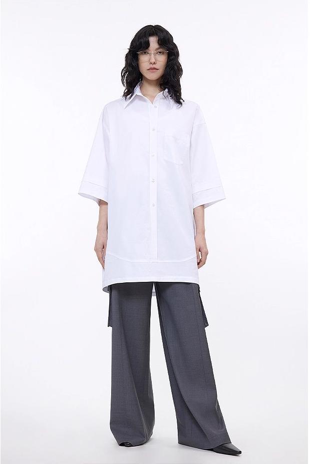 Workplace Siren Style College Style Silhouette Splicing Fashion Design Pullover Shirt - variant_title
