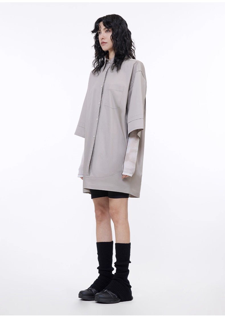 Workplace Siren Style College Style Silhouette Splicing Fashion Design Pullover Shirt - variant_title