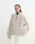 "Yorta" imported Tuscan curly wool upper arc collar sheepskin coat - variant_title