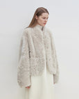 "Yorta" imported Tuscan curly wool upper arc collar sheepskin coat - variant_title
