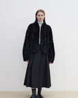 "Yorta" imported Tuscan curly wool upper arc collar sheepskin coat - variant_title
