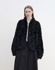 "Yorta" imported Tuscan curly wool upper arc collar sheepskin coat - variant_title