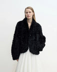 "Yorta" imported Tuscan curly wool upper arc collar sheepskin coat - variant_title