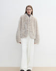 "Yorta" imported Tuscan curly wool upper arc collar sheepskin coat - variant_title