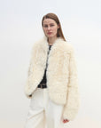 "Yorta" imported Tuscan curly wool upper arc collar sheepskin coat - variant_title