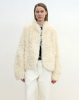 "Yorta" imported Tuscan curly wool upper arc collar sheepskin coat - variant_title