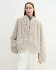 "Yorta" imported Tuscan curly wool upper arc collar sheepskin coat - variant_title