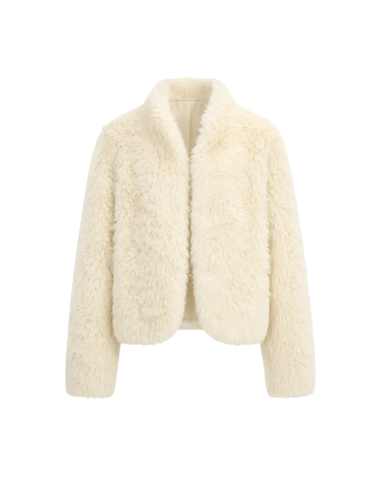 Yorta white Toscana curly shearling jacket, front product view