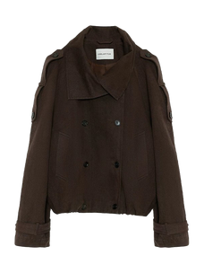 Firelady Fur Women's Washed Combed Cotton Double-Breasted Jacket – Convertible Stand Collar